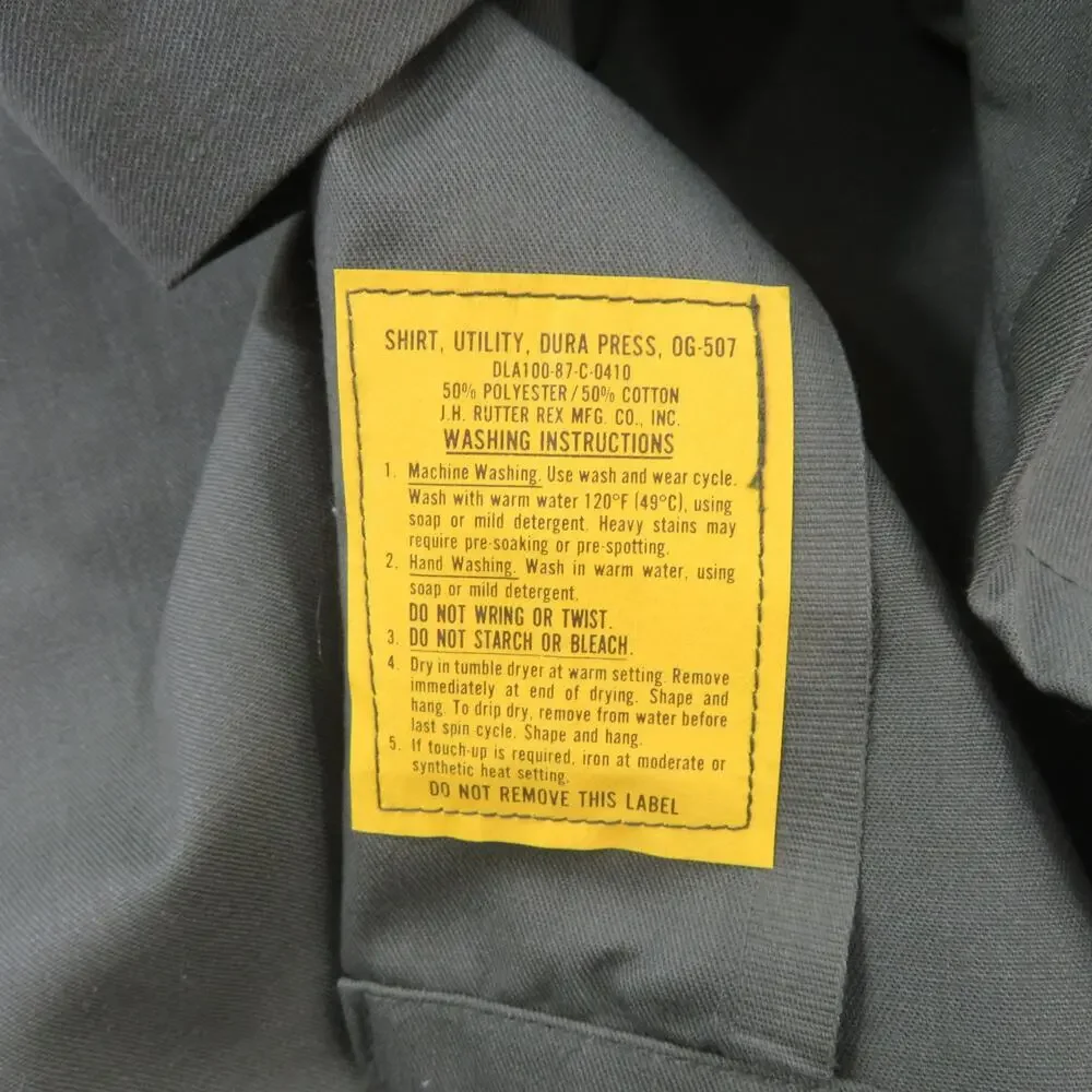 Military Utility Shirt USAF Shirt Green Short Sleeve Button Up Sz 14.5 x 33